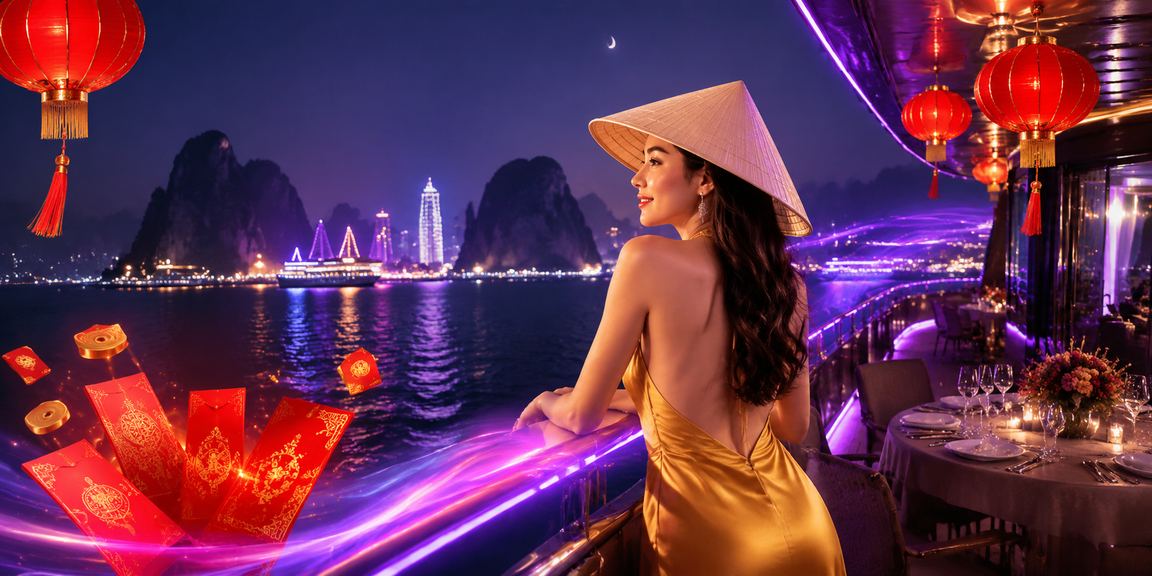 Phong bì đỏ ưu đãi chào mừng tại vịnh Hạ Long với nón lá truyền thống Việt Nam